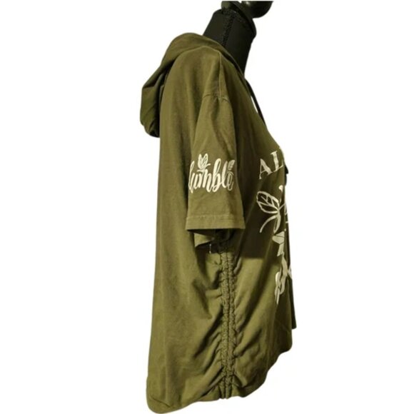 On Fire Always Stay Humble & Kind Olive Girls XXL/Women's Medium Graphic Hoodie - Picture 3 of 5